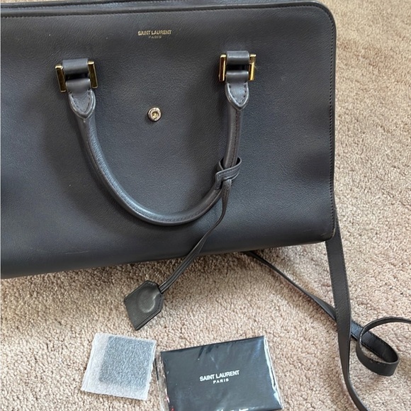 Saint Laurent Monogram Cabas handbag  grey and gold hardware - Picture 2 of 8